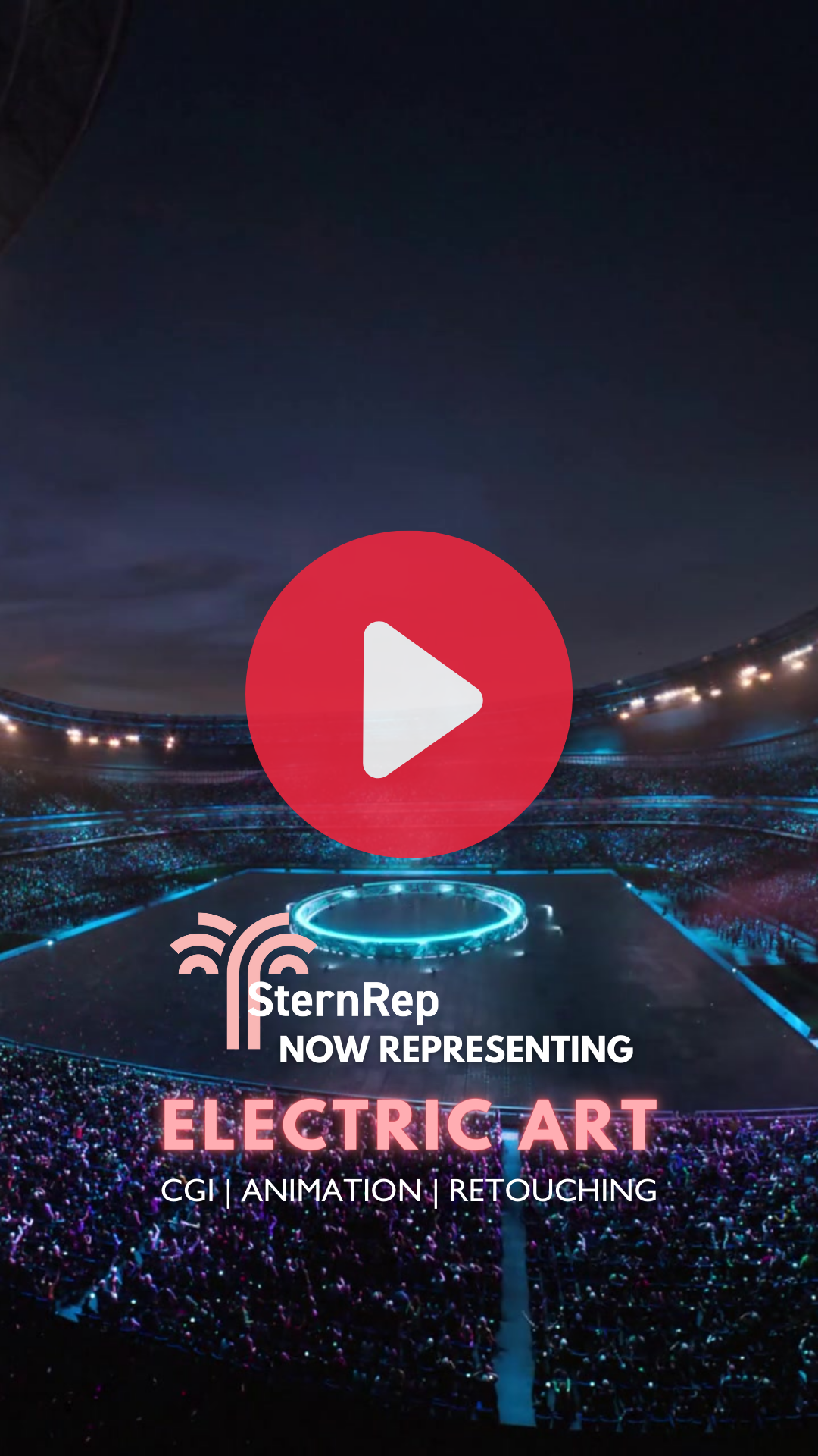 a screenshot of the Instagram Reel announcing that SternRep is now representing the CGI Artist team Electric Art